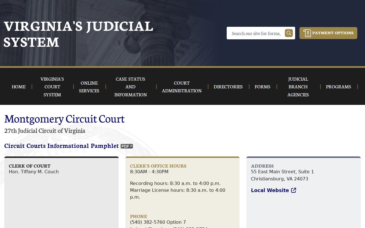 Montgomery County bench warrant court reference: Circuit Court clerk and judges information