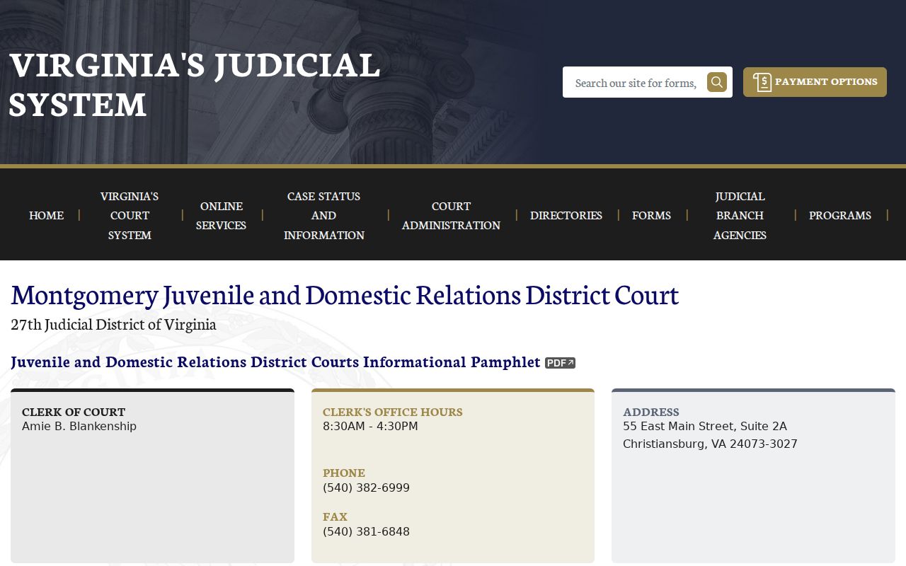 Montgomery County warrant record access reference: JDR clerk and protected court channel