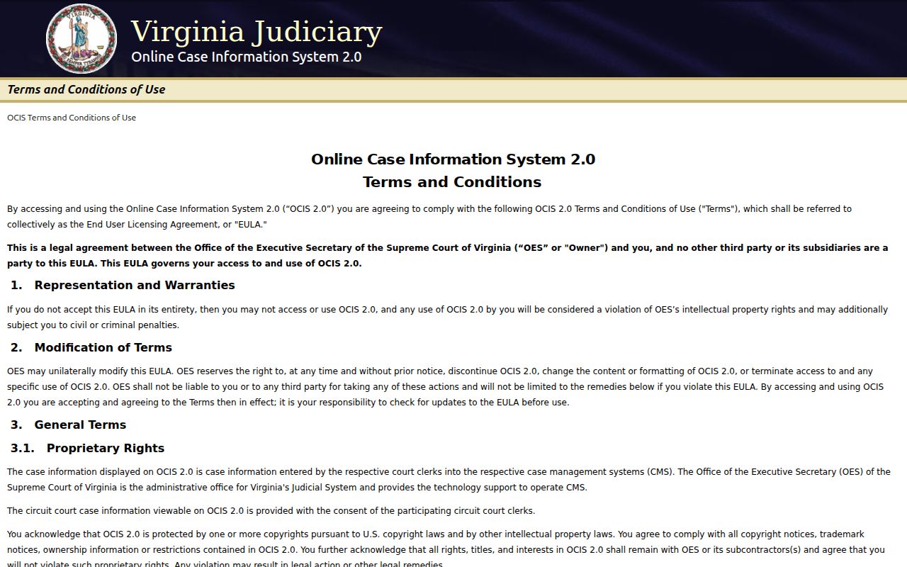 Montgomery County warrant lookup reference: Virginia OCIS public search controls