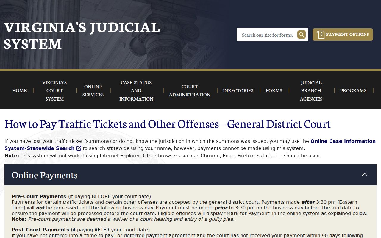 Montgomery County traffic warrant search reference: Virginia court ticket query guidance
