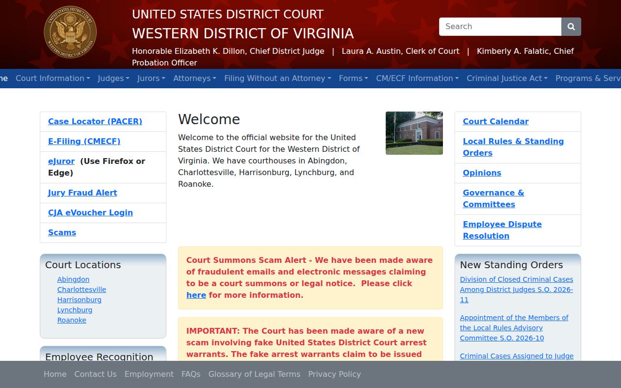 Montgomery County arrest warrant reference: official Western District federal court location