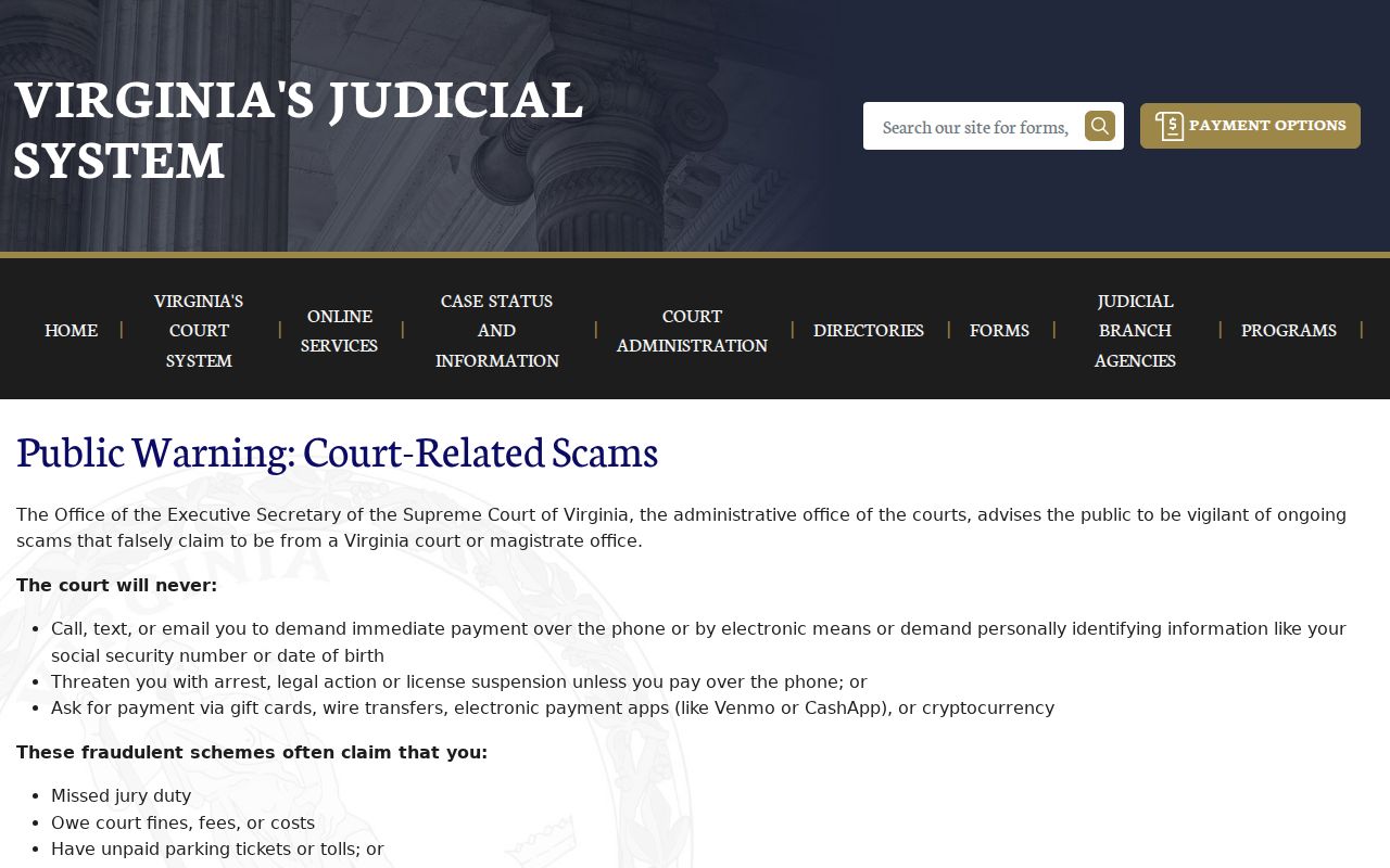 Montgomery County most wanted and warrant safety reference: Virginia courts scam warning