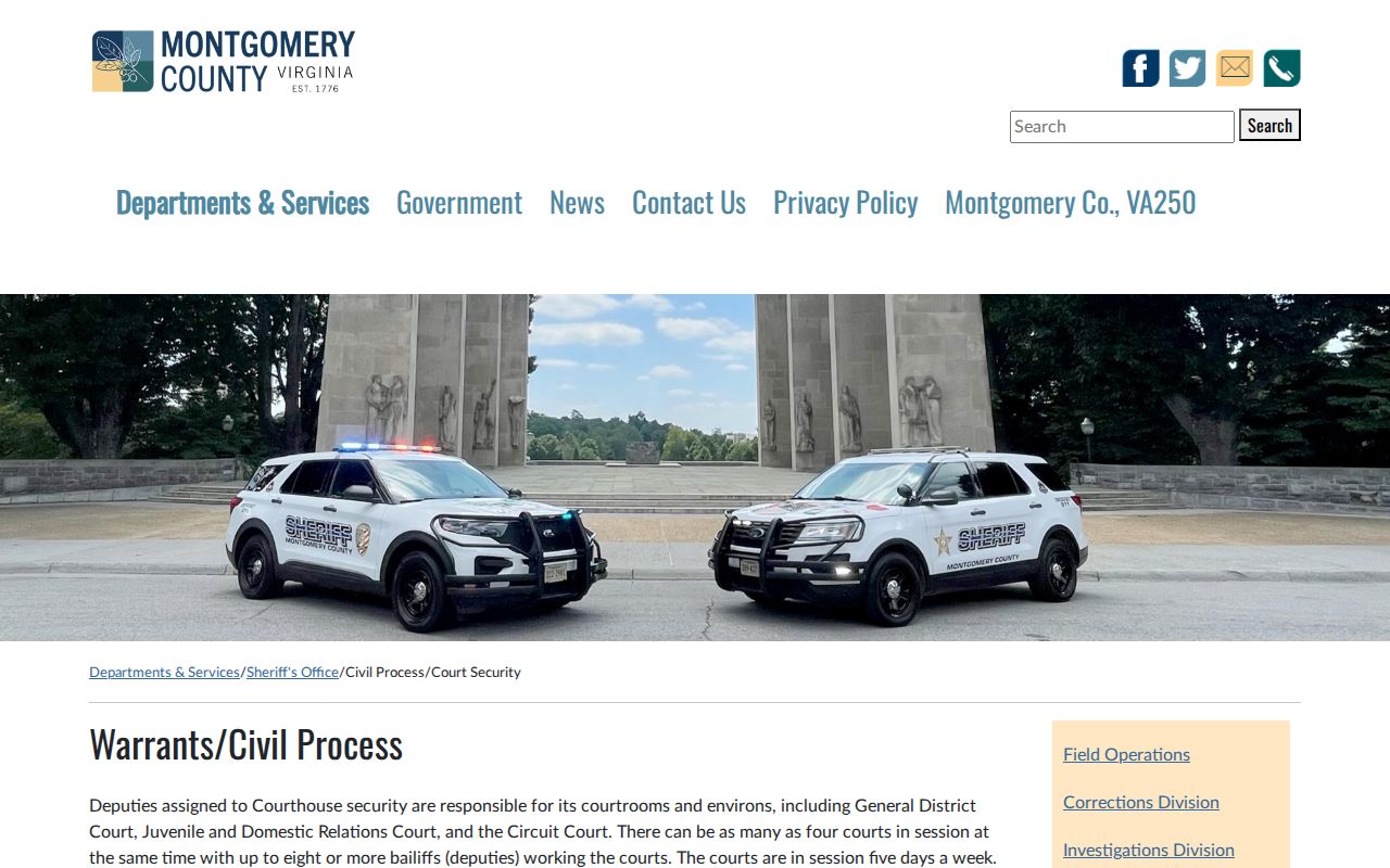 Montgomery County bench warrant visit reference: court security screening and prohibited items