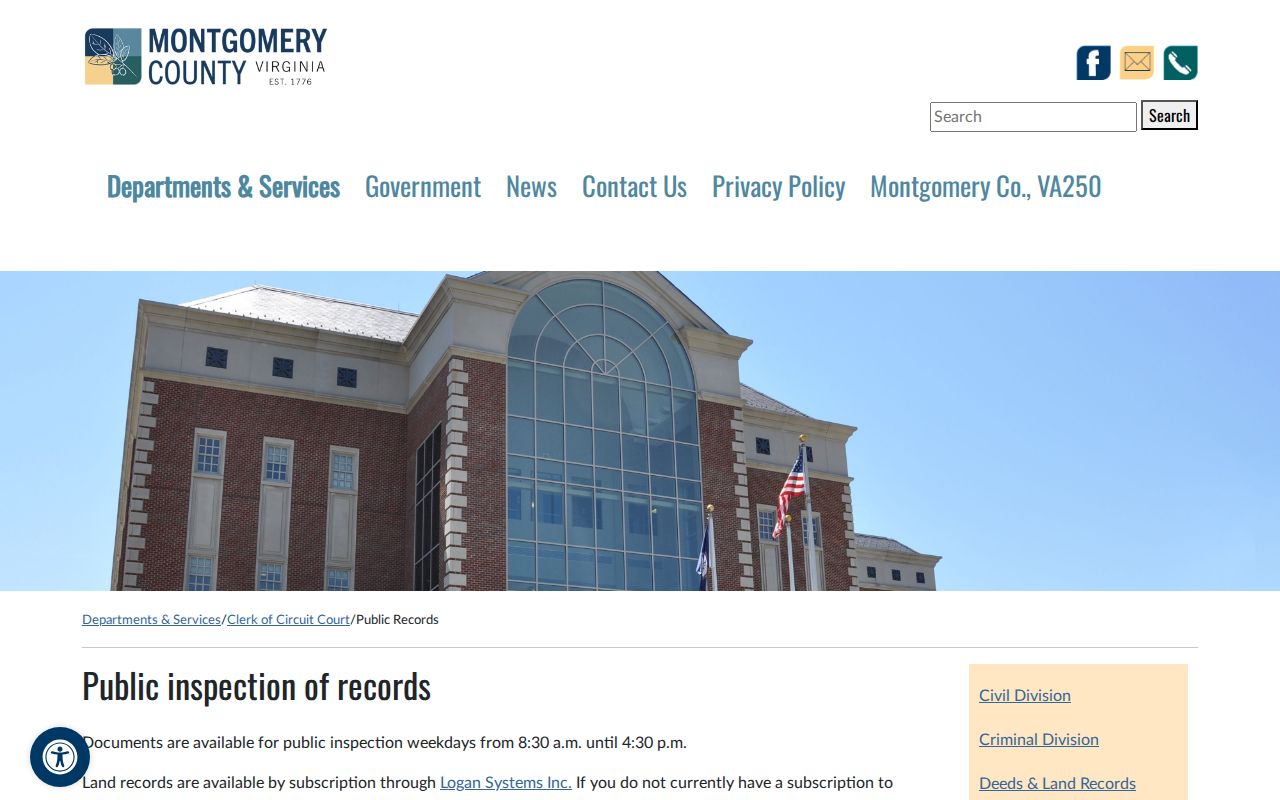 Montgomery County warrant records source: Circuit Clerk inspection hours and copy rules